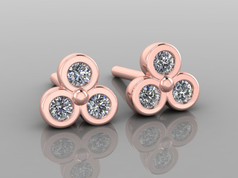 Printable Triple Earrings 3 stones x 20mm 3D-Druckmodell