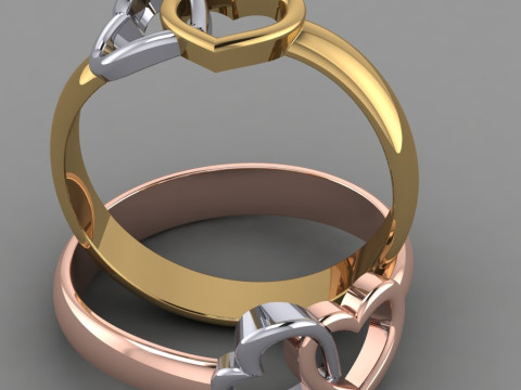 Printable jewelry engagement ring two heart STL 5-10 US sizes Modelo de Impressão 3D