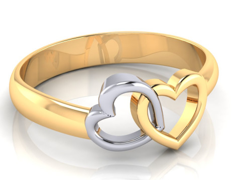 Printable jewelry engagement ring two heart STL 5-10 US sizes Modelo de Impressão 3D