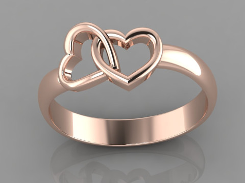 Printable jewelry engagement ring two heart STL 5-10 US sizes Modelo de Impressão 3D