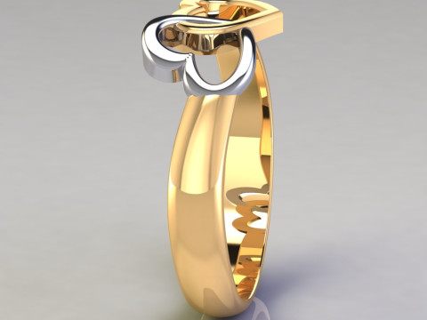 Printable jewelry engagement ring two heart STL 5-10 US sizes Modelo de Impressão 3D