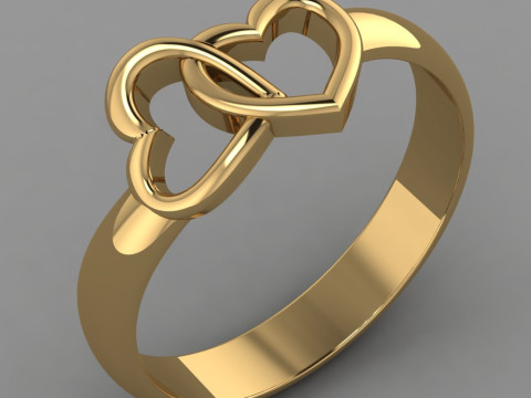 Printable jewelry engagement ring two heart STL 5-10 US sizes Modelo de Impressão 3D