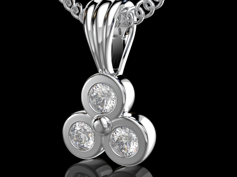 Printable Triple Pendant necklace 3 stones x 20mm 3Dプリントモデル