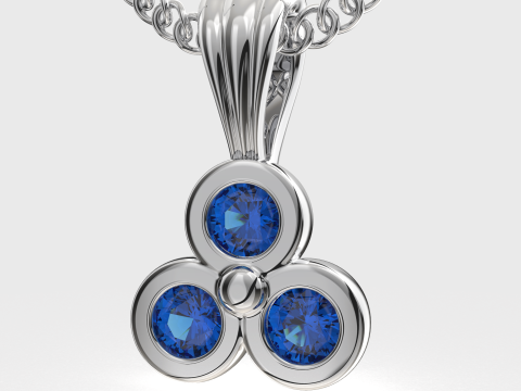 Printable Triple Pendant necklace 3 stones x 20mm Modèles 3D en vedette