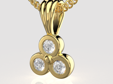 Printable Triple Pendant necklace 3 stones x 20mm Modèles 3D en vedette