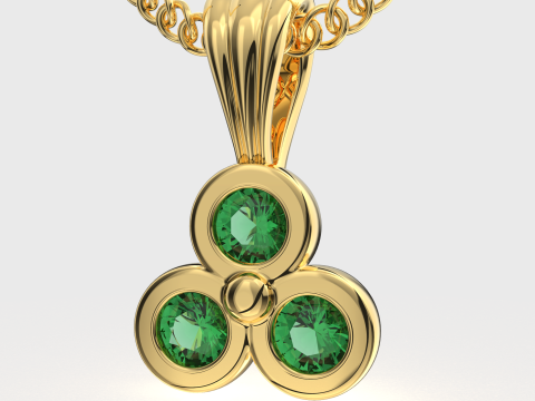 Printable Triple Pendant necklace 3 stones x 20mm Modèles 3D en vedette