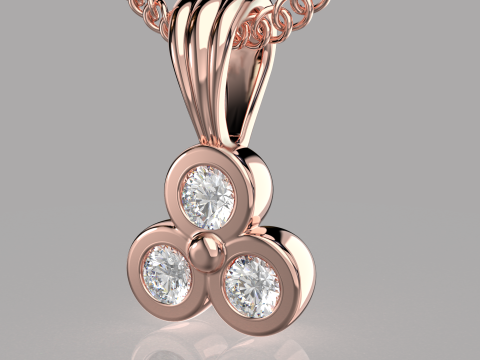 Printable Triple Pendant necklace 3 stones x 20mm Modèles 3D en vedette