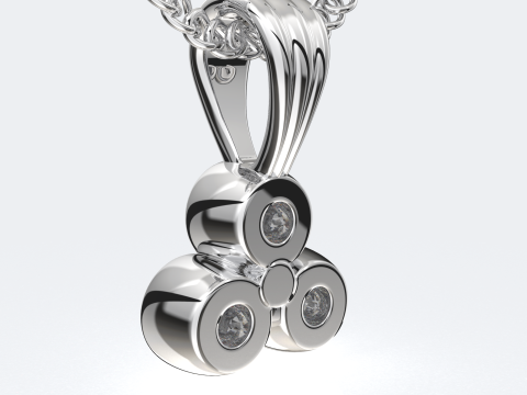 Printable Triple Pendant necklace 3 stones x 20mm Modèles 3D en vedette