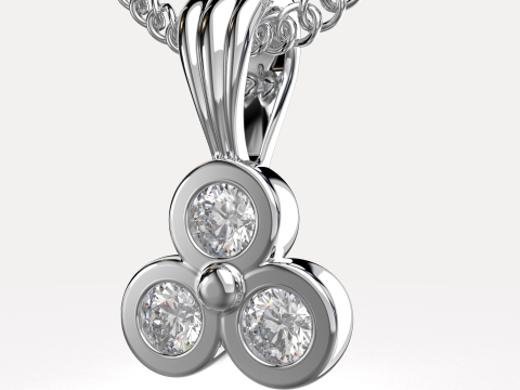 Printable Triple Pendant necklace 3 stones x 20mm Modèles 3D en vedette