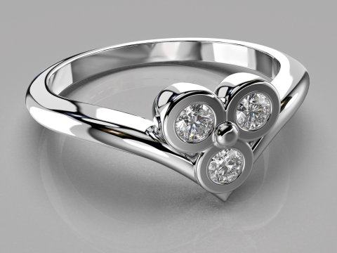 Printable Triple Ring 3 stones x 20mm Modelo de impresión 3D