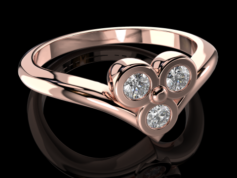 Printable Triple Ring 3 stones x 20mm 3D Принт Модель