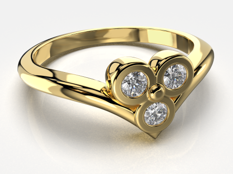 Printable Triple Ring 3 stones x 20mm 3D Принт Модель