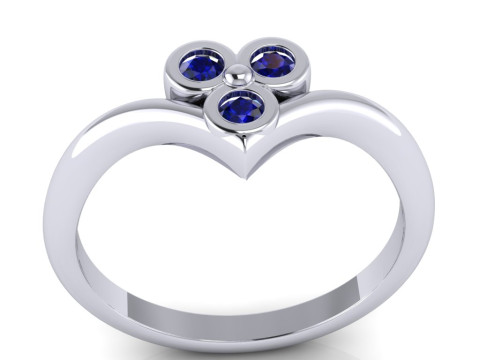 Printable Triple Ring 3 stones x 20mm 3D Принт Модель