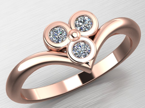 Printable Triple Ring 3 stones x 20mm 3D Принт Модель