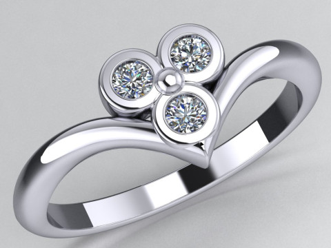 Printable Triple Ring 3 stones x 20mm 3D Принт Модель