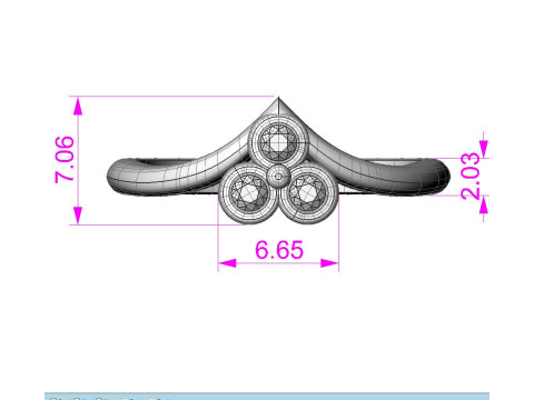 Printable Triple Ring 3 stones x 20mm 3D Принт Модель