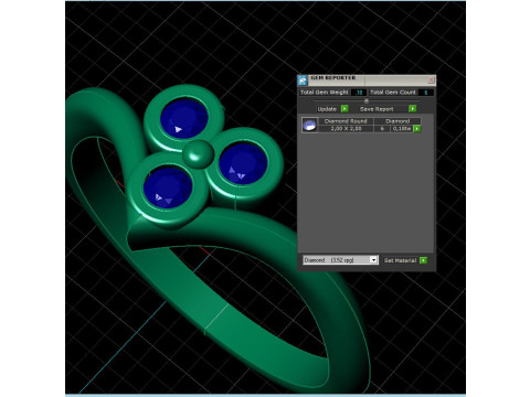 Printable Triple Ring 3 stones x 20mm 3D Принт Модель