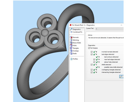 Printable Triple Ring 3 stones x 20mm 3D Принт Модель