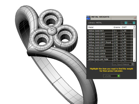 Printable Triple Ring 3 stones x 20mm 3D Принт Модель