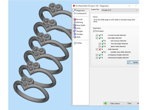 Printable Triple Ring 3 stones x 20mm 3D Принт Модель