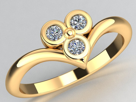 Printable Triple Ring 3 stones x 20mm 3D Принт Модель