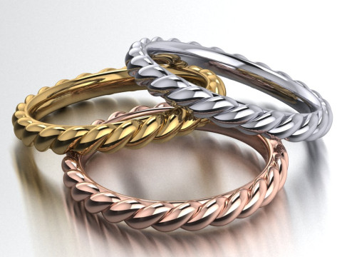 Printable jewelry spiral wedding ring STL 5-10 US sizes 3Dプリントモデル