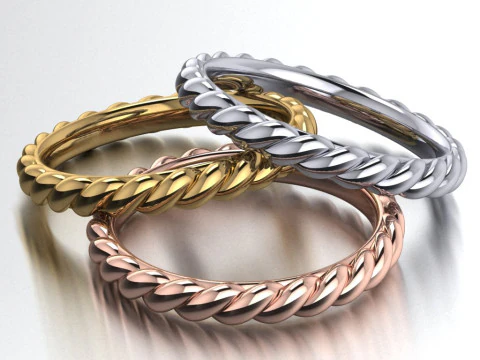 인쇄 가능한 주얼리 나선형 결혼 반지 STL 5-10 미국 사이즈 3D 프린트 모델