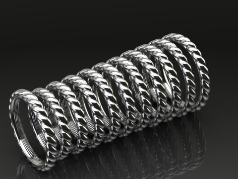 Printable jewelry spiral wedding ring STL 5-10 US sizes Modelo de Impressão 3D