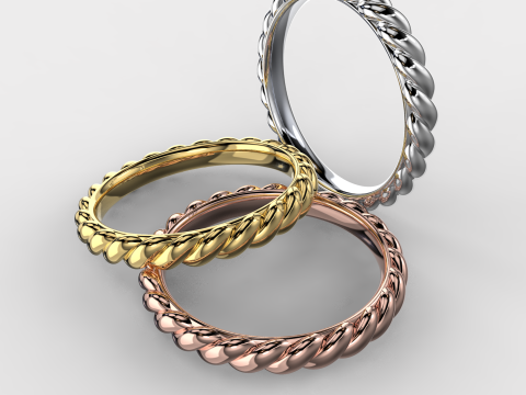 Printable jewelry spiral wedding ring STL 5-10 US sizes Modelo de Impressão 3D
