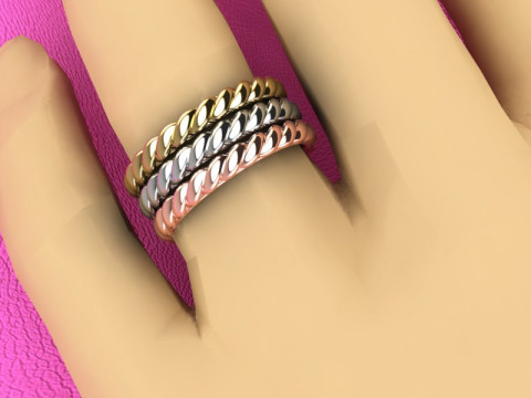 Printable jewelry spiral wedding ring STL 5-10 US sizes Modelo de Impressão 3D