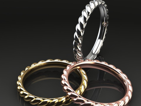Printable jewelry spiral wedding ring STL 5-10 US sizes Modelo de Impressão 3D