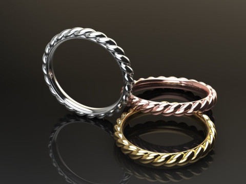 Printable jewelry spiral wedding ring STL 5-10 US sizes Modelo de Impressão 3D