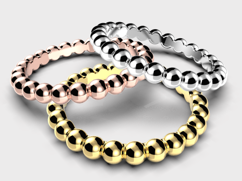 Printable jewelry wedding ring-balls STL 5-10 US sizes 3D Print Model