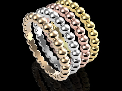 Printable jewelry wedding ring-balls STL 5-10 US sizes 3D प्रिंट मॉडल