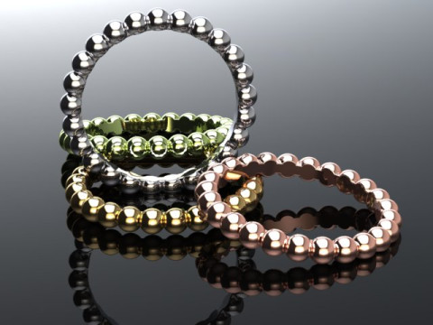 Printable jewelry wedding ring-balls STL 5-10 US sizes 3D प्रिंट मॉडल