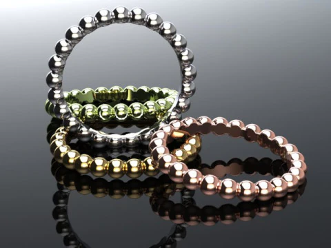 Printable jewelry wedding ring-balls STL 5-10 US sizes 3D Print Model