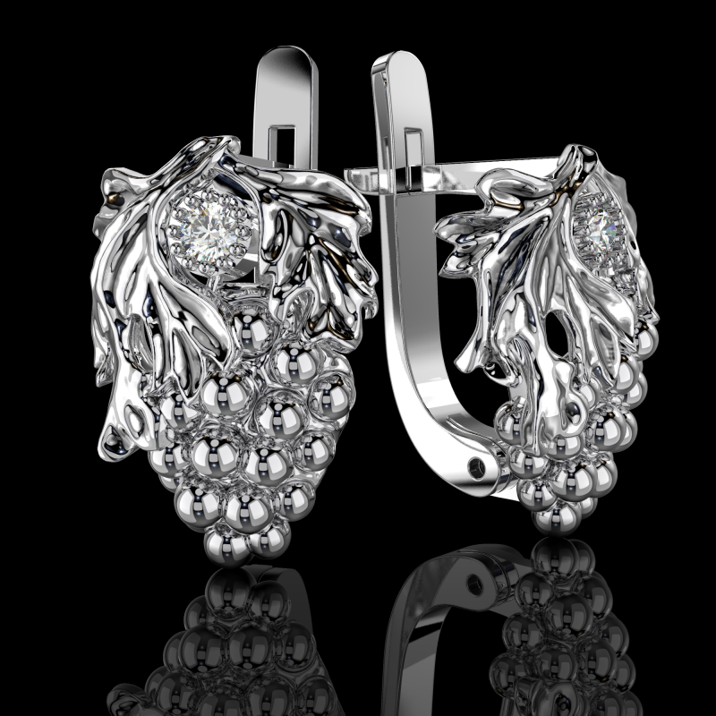 Printable jewelry earring bunch of grapes - STL 3Dプリントモデル .c4d .max .obj .3ds .fbx .stl .blend 