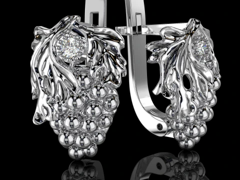 Ювелирные серьги гроздь винограда для печати - STL 3D Принт Модель