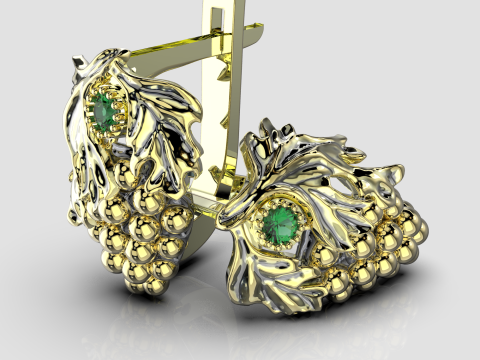 Printable jewelry earring bunch of grapes - STL 3Dプリントモデル