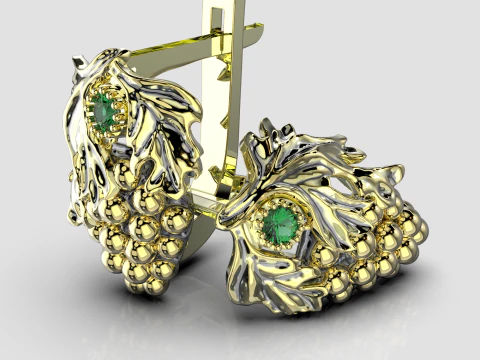 Printable jewelry earring bunch of grapes - STL 3D Print Model