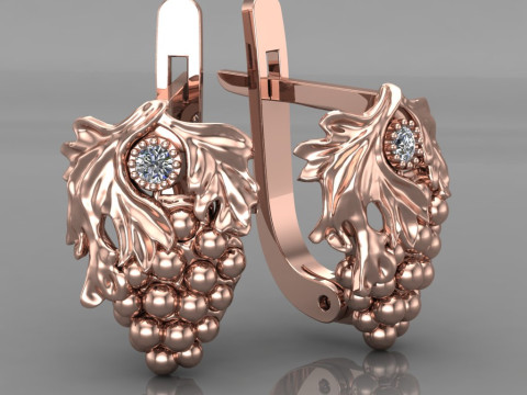 Printable jewelry earring bunch of grapes - STL 3Dプリントモデル