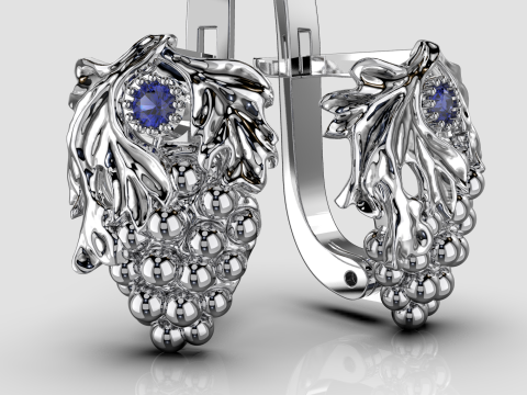 Printable jewelry earring bunch of grapes - STL 3Dプリントモデル