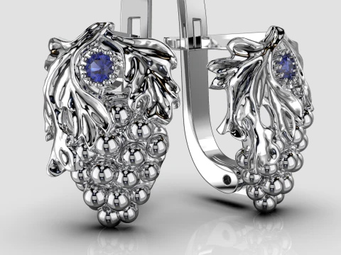 Printable jewelry earring bunch of grapes - STL 3D Print Model