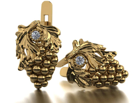 Printable jewelry earring bunch of grapes - STL 3D Print Model