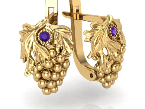 Printable jewelry earring bunch of grapes - STL 3D Print Model