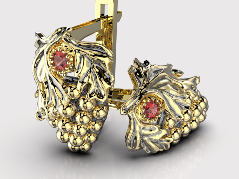 Printable jewelry earring bunch of grapes - STL 3Dプリントモデル