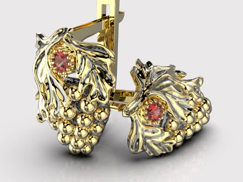 Printable jewelry earring bunch of grapes - STL 3D Print Model