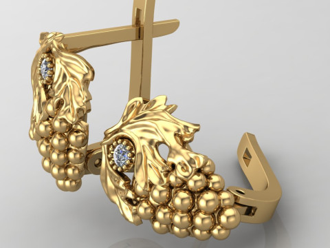 Printable jewelry earring bunch of grapes - STL 3Dプリントモデル