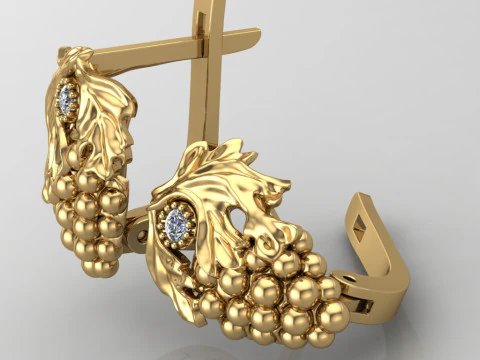 Printable jewelry earring bunch of grapes - STL 3D Print Model