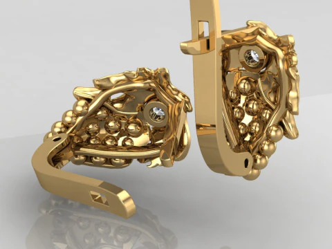 Printable jewelry earring bunch of grapes - STL 3D Print Model